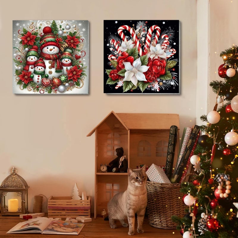VIGEGU 2 Pack Christmas Paint by Numbers Kit for Adults with Framed,Snowman Candy Canes Paint by Number DIY Adult Paint by Number Kits for Wall Decor 10x10in - Image 3